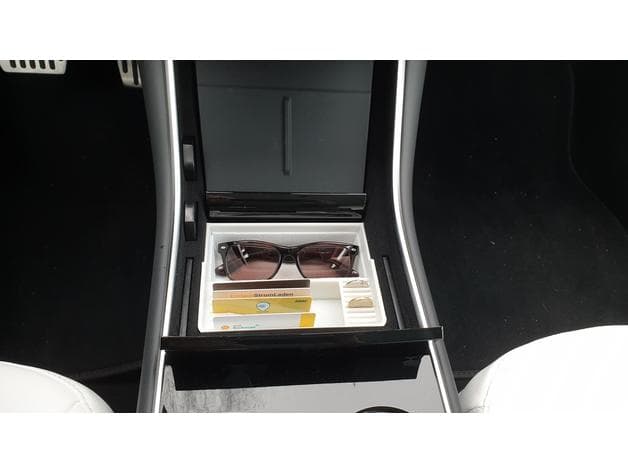 Tesla Model 3 Center Console with single coin tray and charge card holder - image